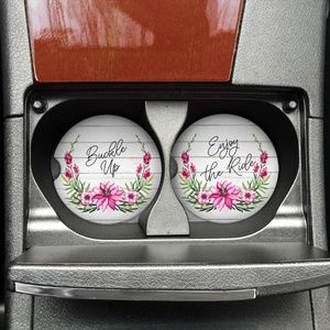 Rustic Floral Car Coaster Set